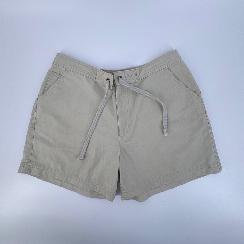 Ocean Pacific OP Womens Khaki Cotton Chino Shorts Drawstring Size 11/12 Vintage